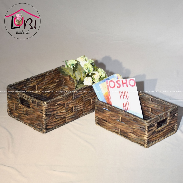Giỏ lục bình đan vặn ba sợi ngang