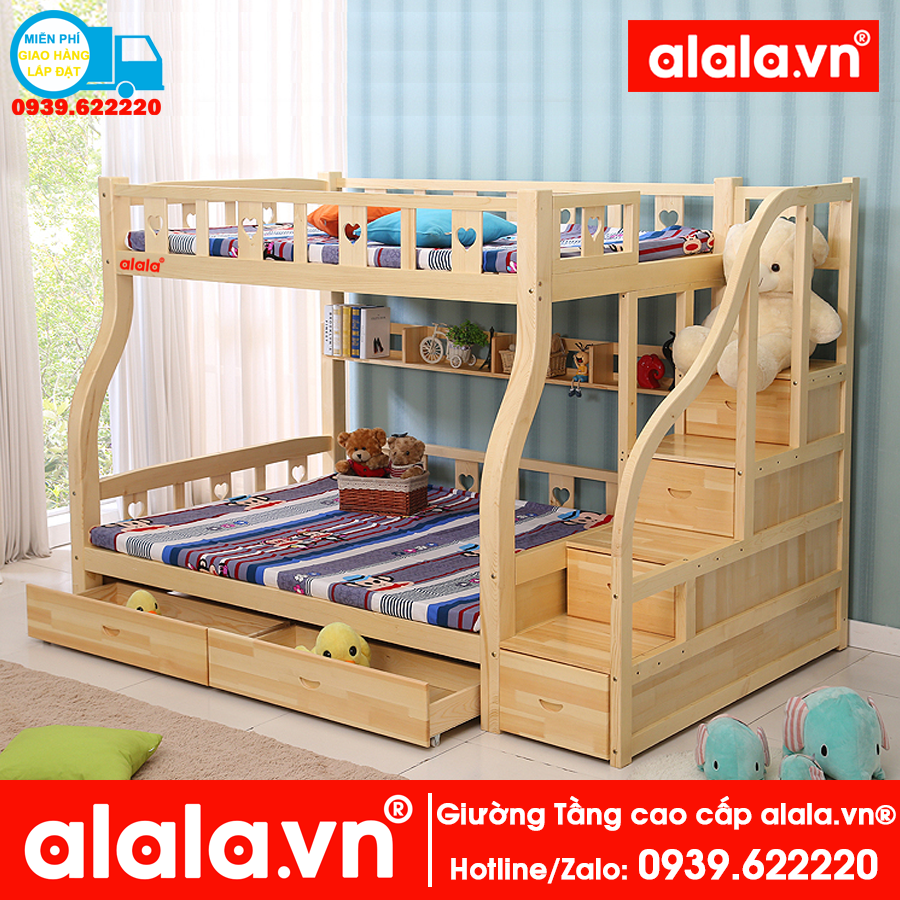 Giường Tầng ALALA trên 1m4x2m, dưới 1m6x2m - Thương hiệu alala.vn - ALALA103