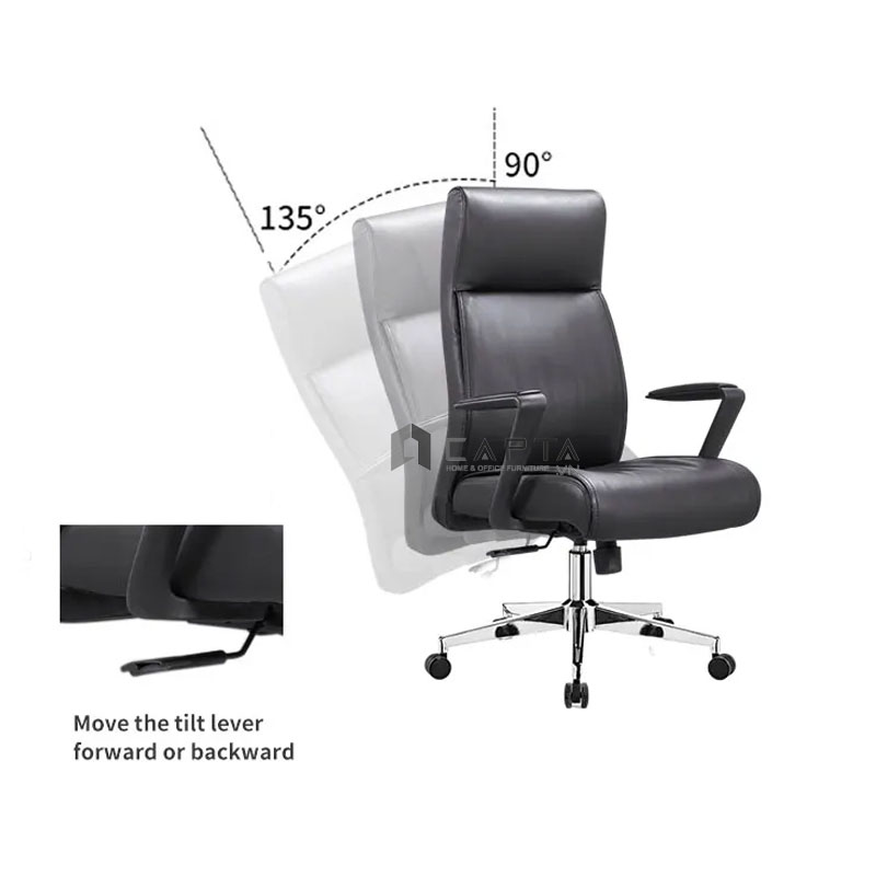 Ghế giám đốc nệm PU ngả lưng CM4496-P Nội thất Capta Ghế làm việc tại nhà lưng cao chân xoay hiện đại Director Office Chair