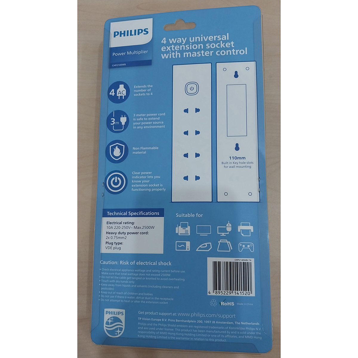 Ổ cắm điện Philips CHP2140WB - 3m