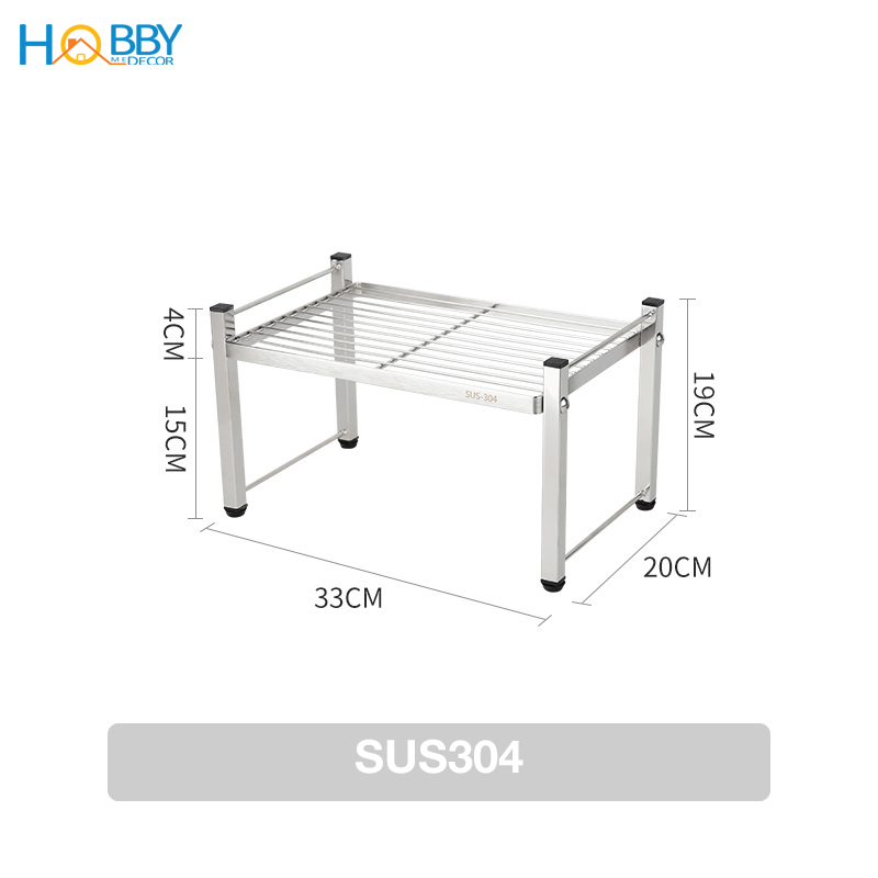 Kệ để đồ bếp 1 tầng HOBBY KB1T Inox 304 tháo lắp dễ dàng - 2 kích thước tùy chọn