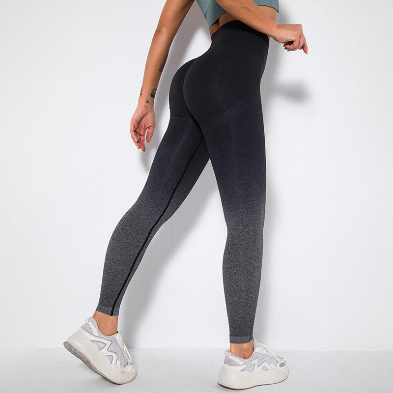 Quần Legging Nữ Gradient Liền Mạch Tập Yoga Quần Cao Cấp Thể Thao Legging Gym Scrunch Mông Tập Chạy Bộ Quần Áo Thể Thao
