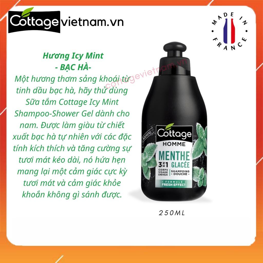 Sữa tắm gội 3 trong 1 cho nam giới, thương hiệu Cottage của Pháp, phân phối chính hãng, dung tích 250ml, mẫu mới 2021