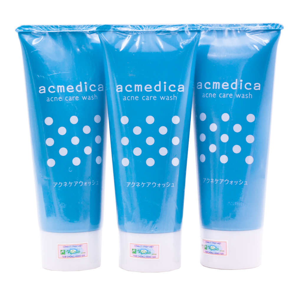 Combo Sữa Rửa Mặt Ngăn Ngừa Mụn, Sạch Nhờn, Ngừa Thâm Nhật Bản Naris Cosmetic Acmedica Acne Care Wash + Bông bọt biển massage mặt Hàn Quốc Aroma – Hàng chính hãng
