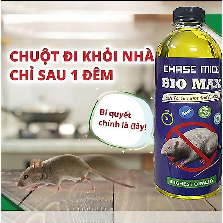 Chai Xịt Đuổi Chuột Bio MAX - Nguồn Gốc Thảo Mộc, An toàn Xua Đuổi Chuột, Gián Không Thành Phần Hại