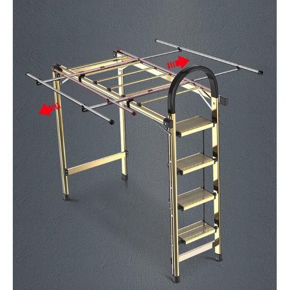 Thang Kiêm Giàn Phơi Quần Áo Drying Ladder Hợp Kim Nhôm - màu Bạc