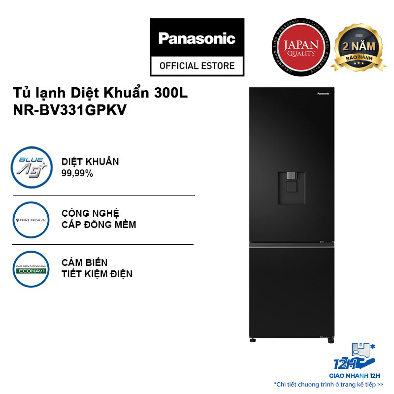 Tủ lạnh Panasonic Diệt Khuẩn 300L NR-BV331GPKV Lấy Nước Ngoài Kháng Khuẩn - Cấp Đông Mềm - Ngăn Đá Dưới - Hàng chính hãng