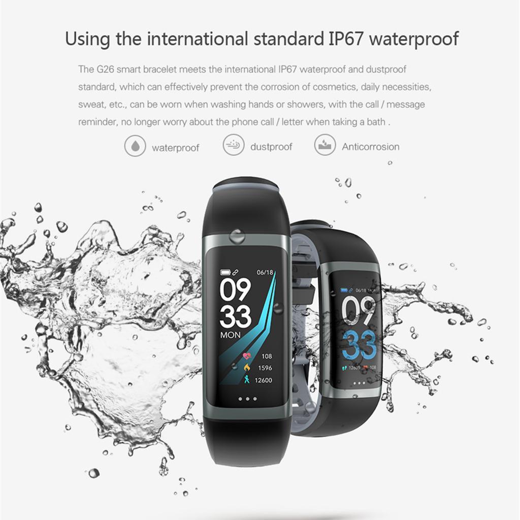 G26 Waterproof Heart Rate Blood Pressure Oxygen Smart Watch Bracelet