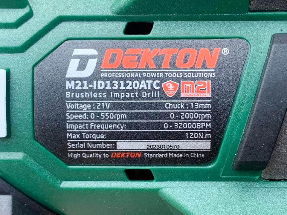 MÁY KHOAN ĐỘNG LỰC DÙNG PIN 21V 13mm DEKTON M21-ID13120ATC - HÀNG CHÍNH HÃNG