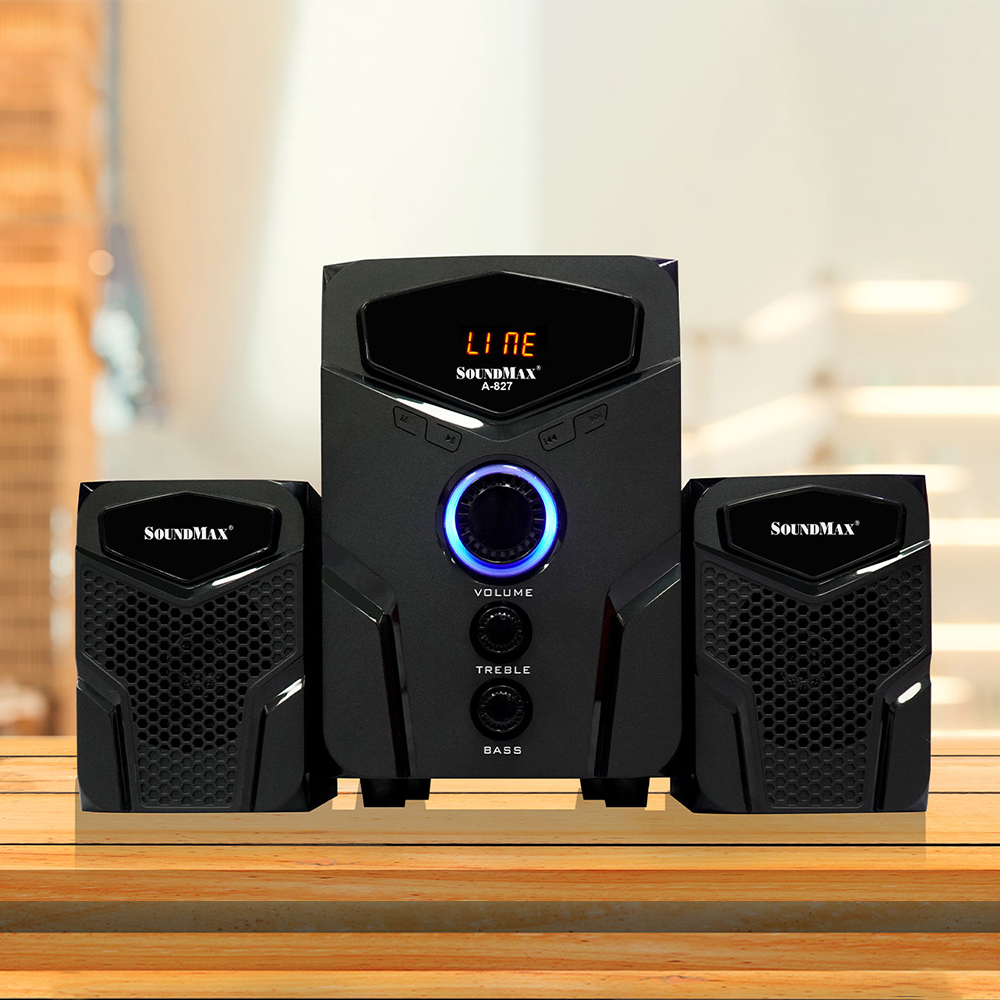 [Hàng Chính Hãng] Loa máy tính hỗ trợ bluetooth có đèn LED nút xoay SoundMax A-827 | A827 - Loa Nghe Nhạc