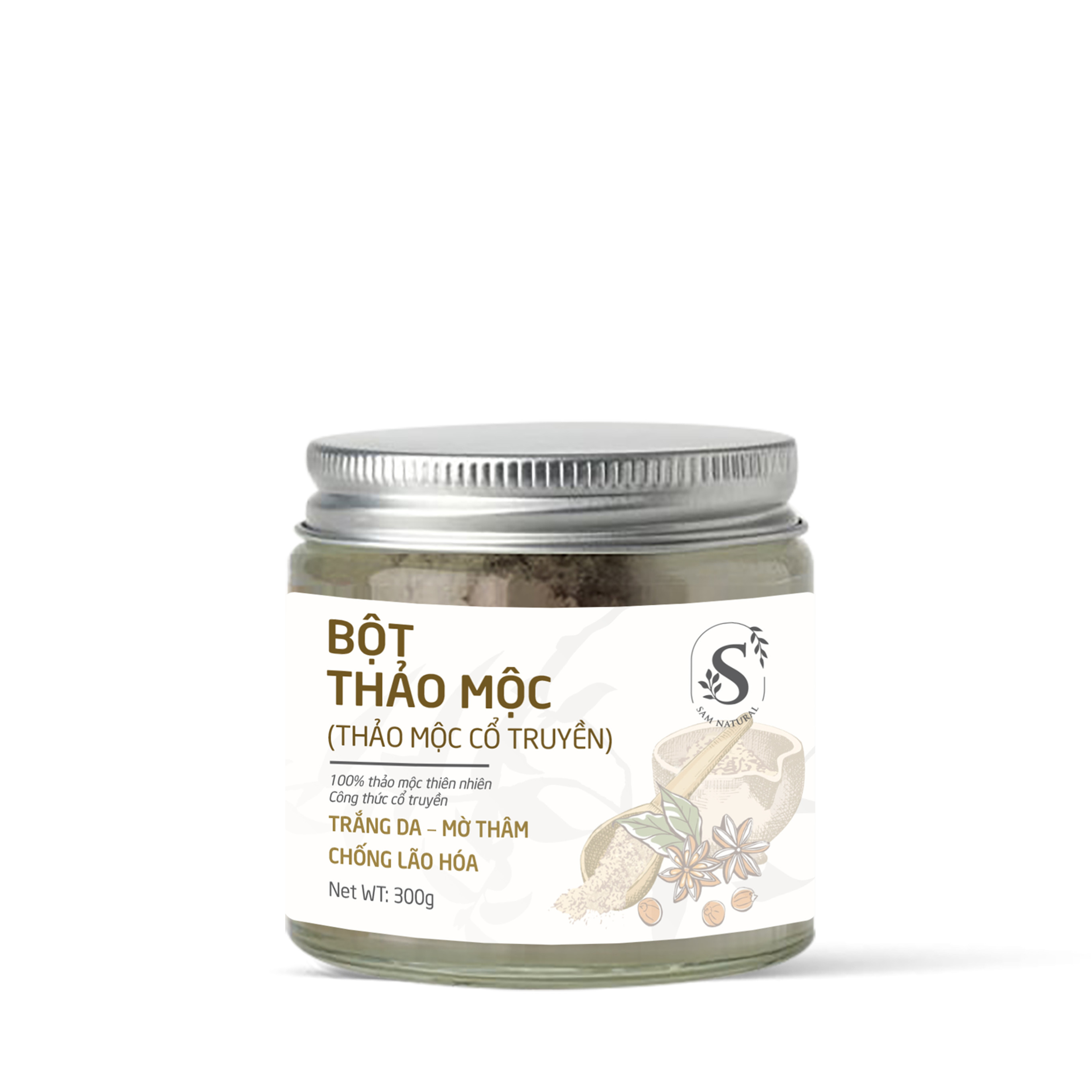 Bột Thảo Mộc Cổ Truyền Sam Natural (300gr) giúp tẩy da chết, làm sáng da