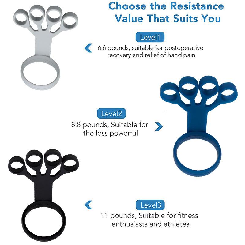 Silicone GRIP Thiết bị tập thể dục ngón tay Viêm viêm khớp tay cầm tay tăng cường huấn luyện phục hồi chức năng để giảm đau Color: Dark Khaki