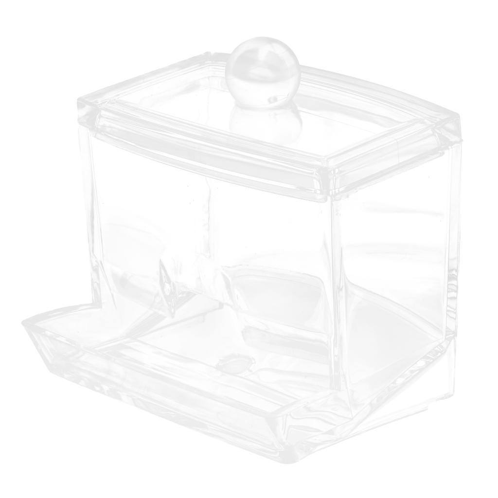 Clear Cotton Ball and Swab Holder Organizer Storage Box- Premium Quality Acrylic Round Container Makeup Pads Swab Holder Case