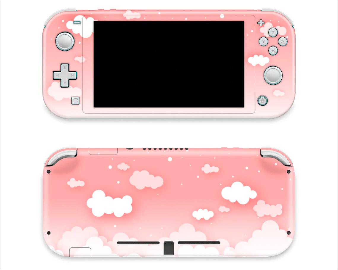 Skin decal dán Nintendo Switch Lite mẫu Màu Pastel mây trời đỏ hồng (dễ dán, đã cắt sẵn)