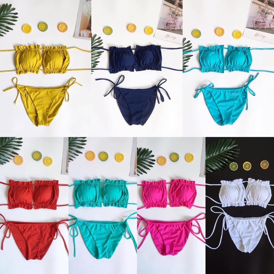 Bikini, Đồ Bơi Đi Biển Hai Mảnh Áo Ngực Vuông Ngọc Trinh Quần Tam Giác Secxy Oderi KG2323