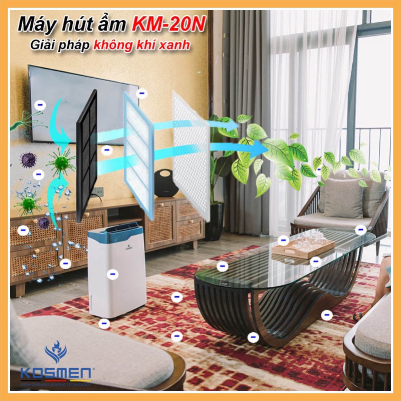 MÁY HÚT ẨM KOSMEN KM-20N- HÀNG CHÍNH HÃNG