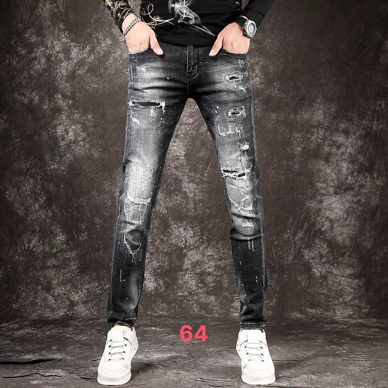 Quần Jean Nam Cao Cấp Thời trang Phong Cách Hàn Quốc Màu Đen Rách TCS 18