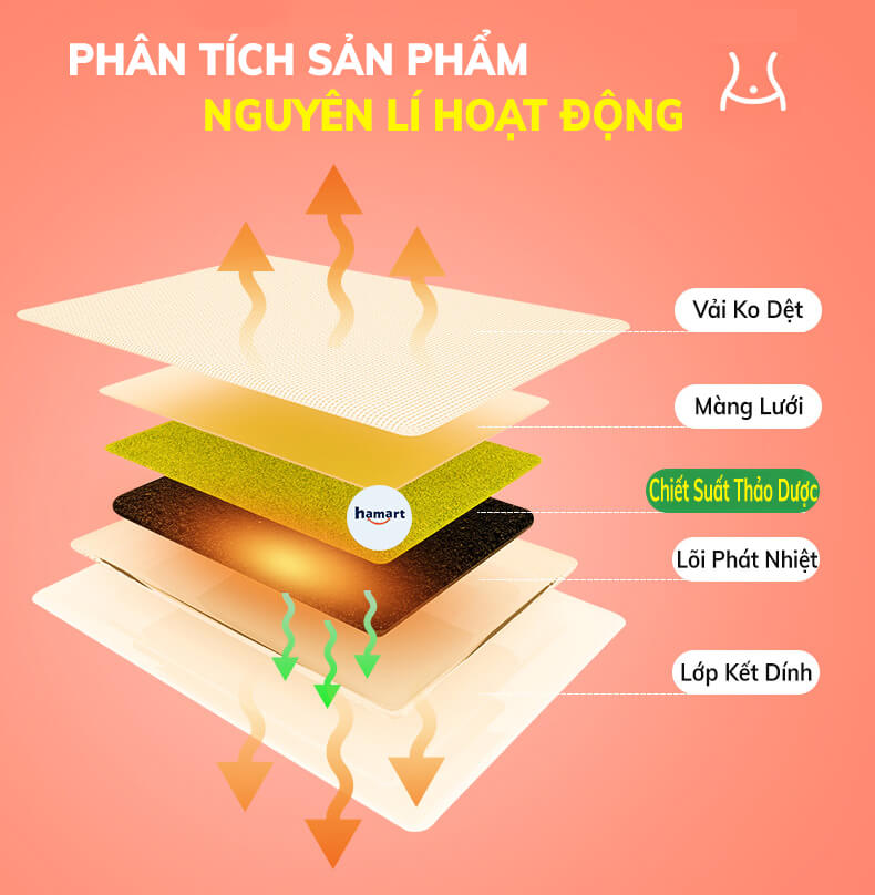 SET 3 Miếng Dán Đau Bụng Kinh Hamart Chườm Ấm Giữ Nhiệt Cơ Thể Thảo Dược Thiên Nhiên 3 Mùi Vị