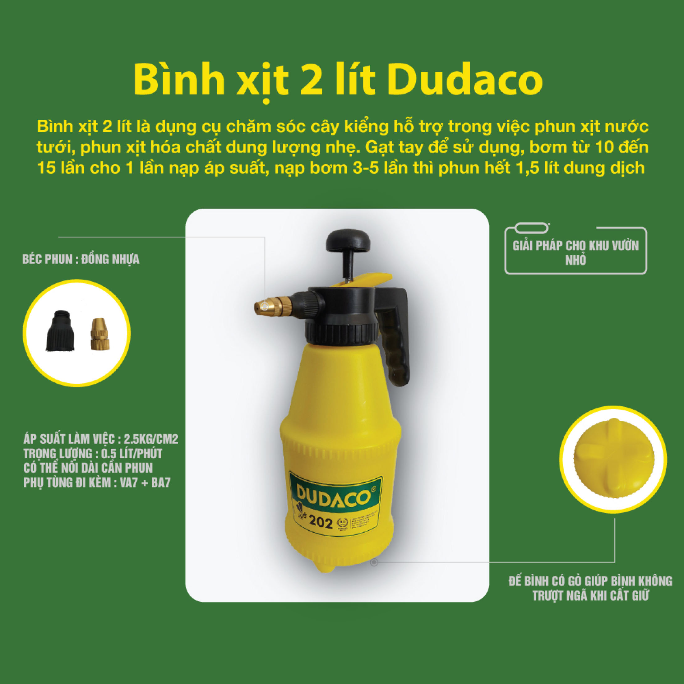 Bình Xịt Phun Sương Tưới Nước Dudaco 202 (2L)