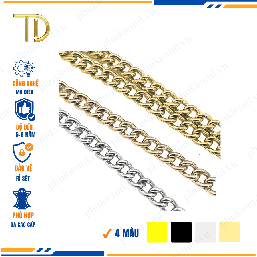 Dây đeo túi xách thay thế, dây xích kim loại túi xách mạ điện Electroplating độ bền 5-8 năm