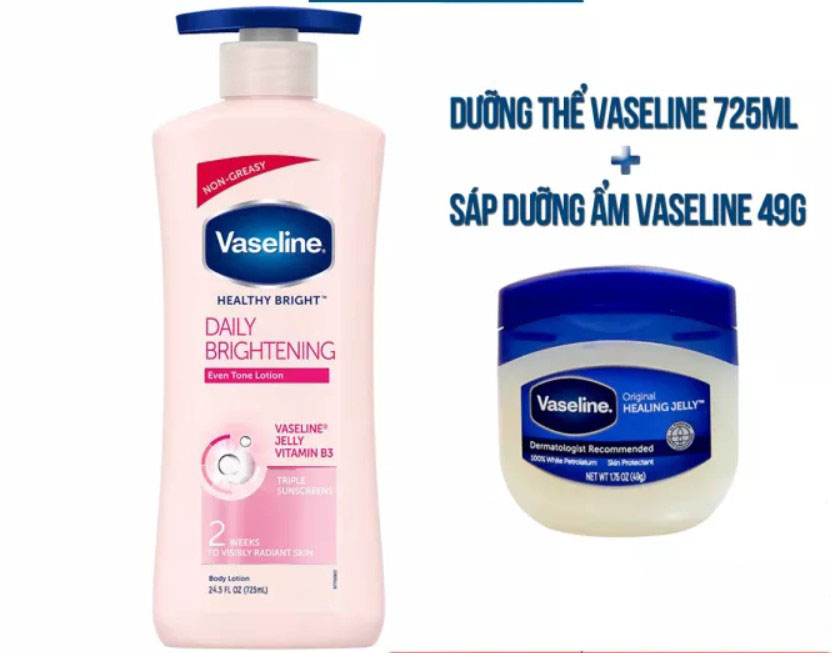 Combo Sữa Dưỡng Thể Vaseline 725ml + Sáp Dưỡng Ẩm Vaseline 49G