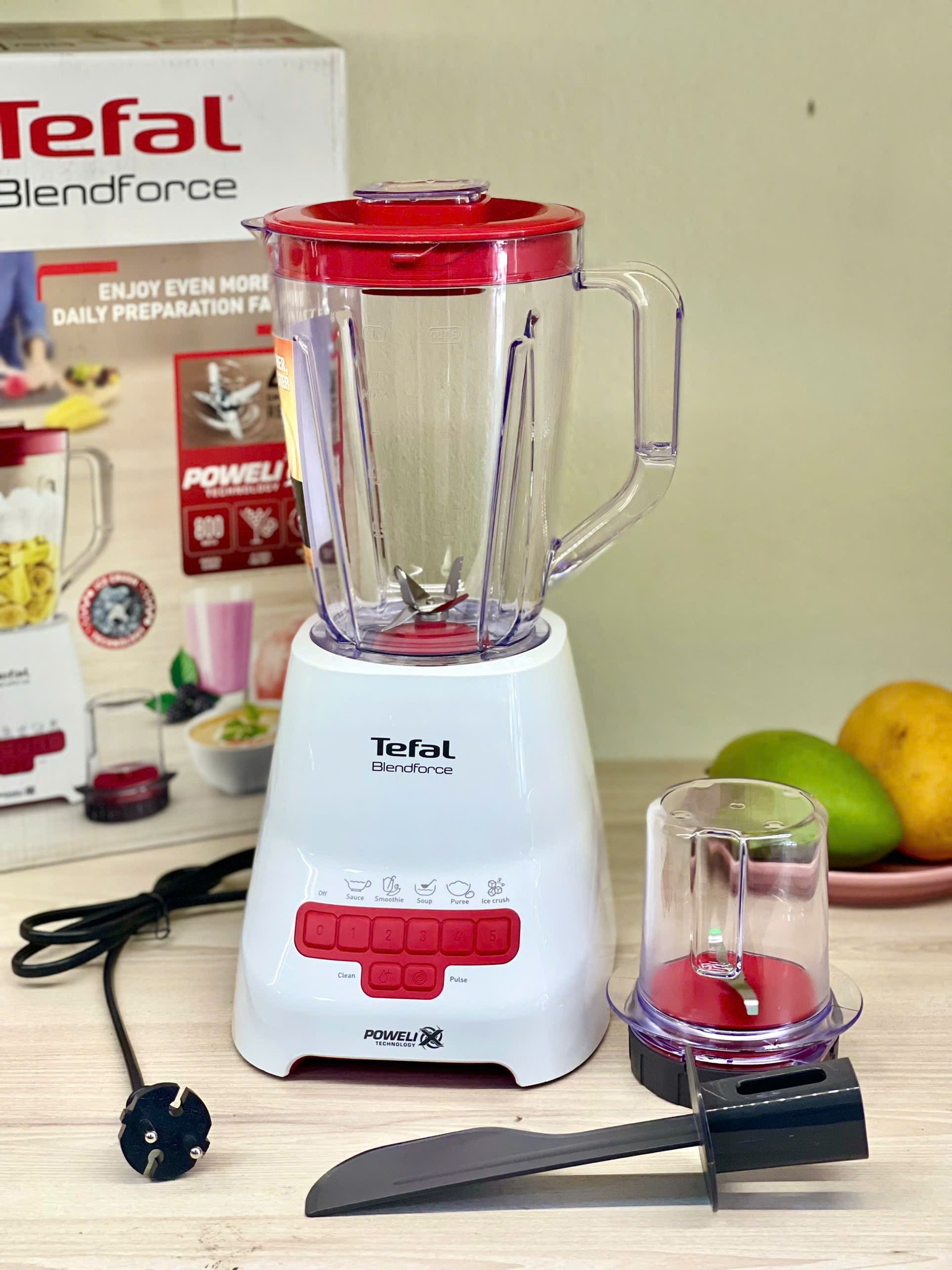Máy xay sinh tố Tefal Blendforce Piano BL477566 màu đỏ, công suất 800W - Bảo hành chính hãng 2 năm, Hàng nhập khẩu