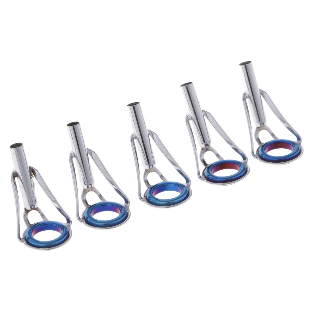 5pcs Fishing Rod Guides Tip Tops Repair Kit Spinning Casting Rod Tip Ring