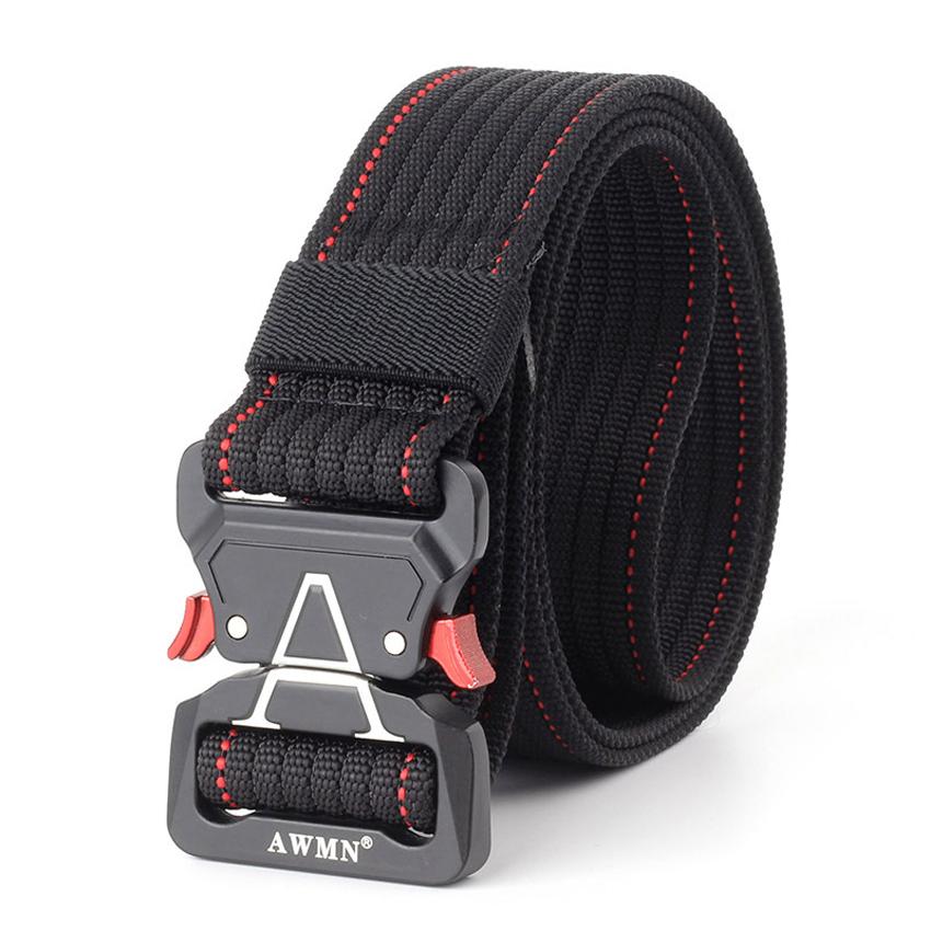 Mới Khoác Nylon Nam Dây Thắt Lưng Đen Dài Dây Đeo Thắt Lưng Nhanh Chóng Phát Hành Chiến Thuật Có Khóa Kim Loại Phụ Kiện Thể Thao