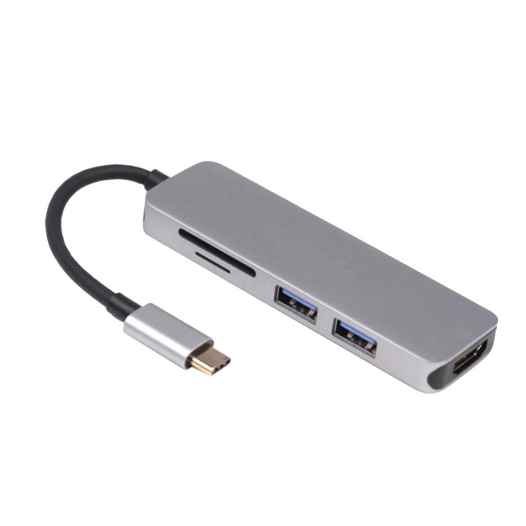 USB C Hub USB 3.0 Adapter Dock with 4K HDMI TF/SD Card Reader for MacBook