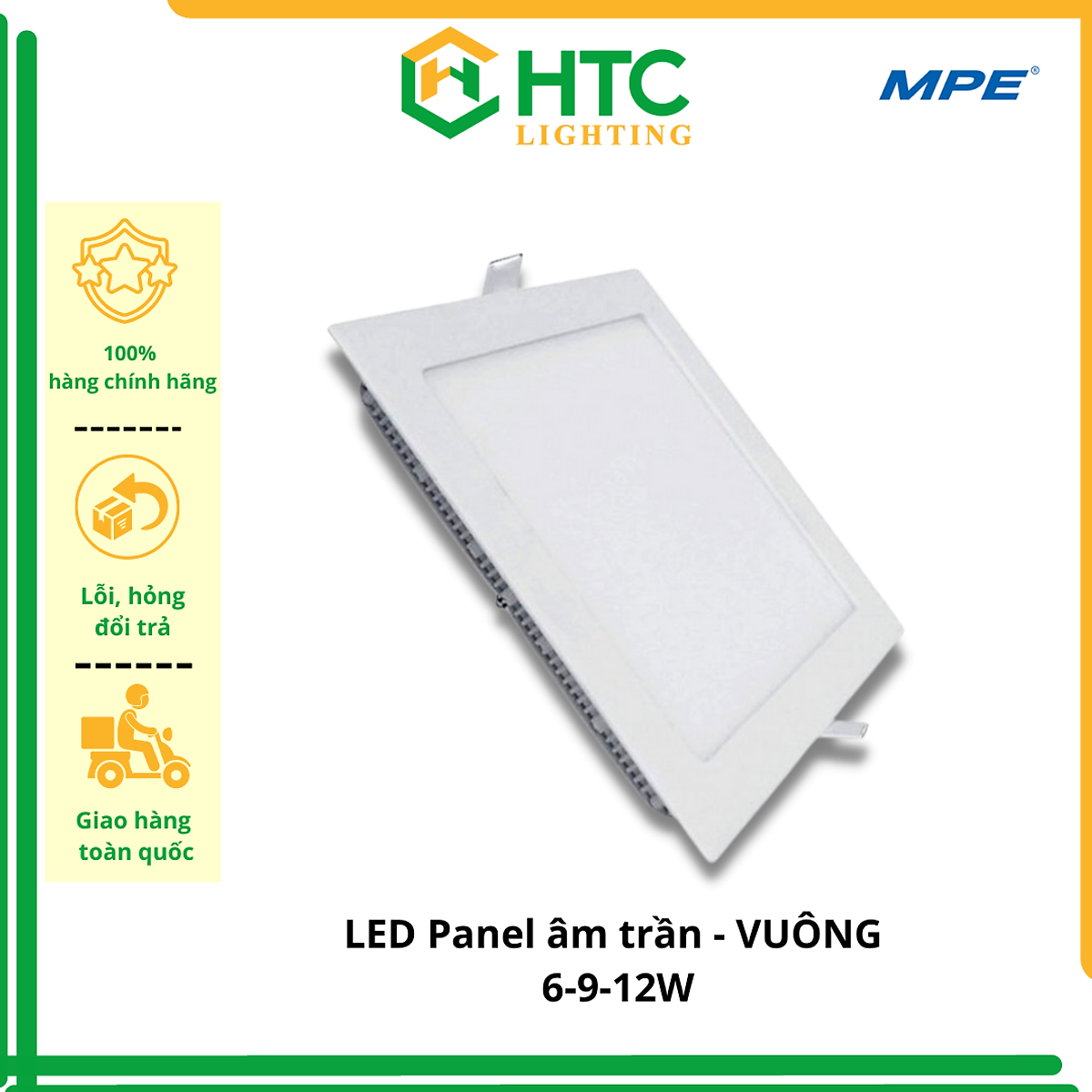 Đèn Led Panel Âm trần vuông 15-18-24W (Seri SPL) - Thương hiệu MPE - VÀNG