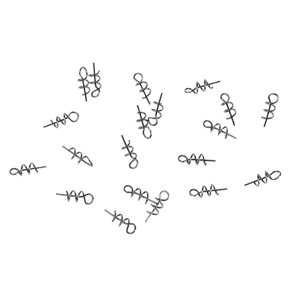 20pc Centering Pin Spring Twist Lock Weedless Fishing Hook Tackle