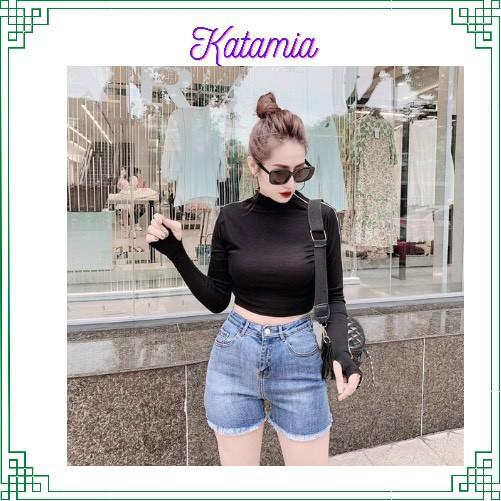 Quần đùi nữ short lưng cao quần sooc bò nữ cạp cao co dãn