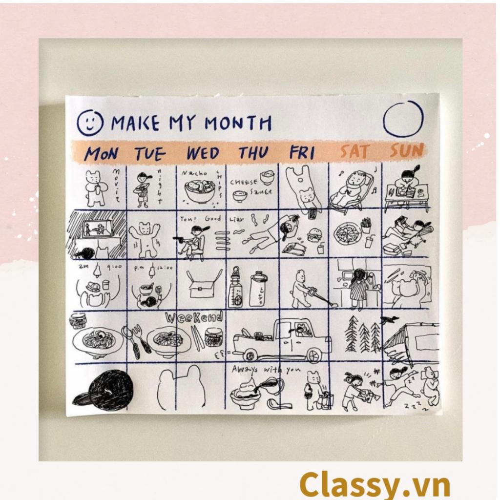 DAILY PLANNNER Classy lên kế hoạch trong tuần, hàng ngày lên lịch trình, ghi chú ngày lễ quan trọng PK1327