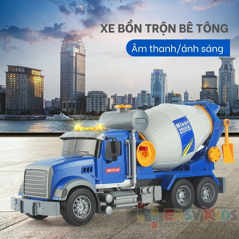 Xe Bồn Trộn Bê Tông Đồ Chơi Toystar Cho Bé, Xe Bê Tông Đồ Chơi Cỡ Lớn Có Đèn Nhạc