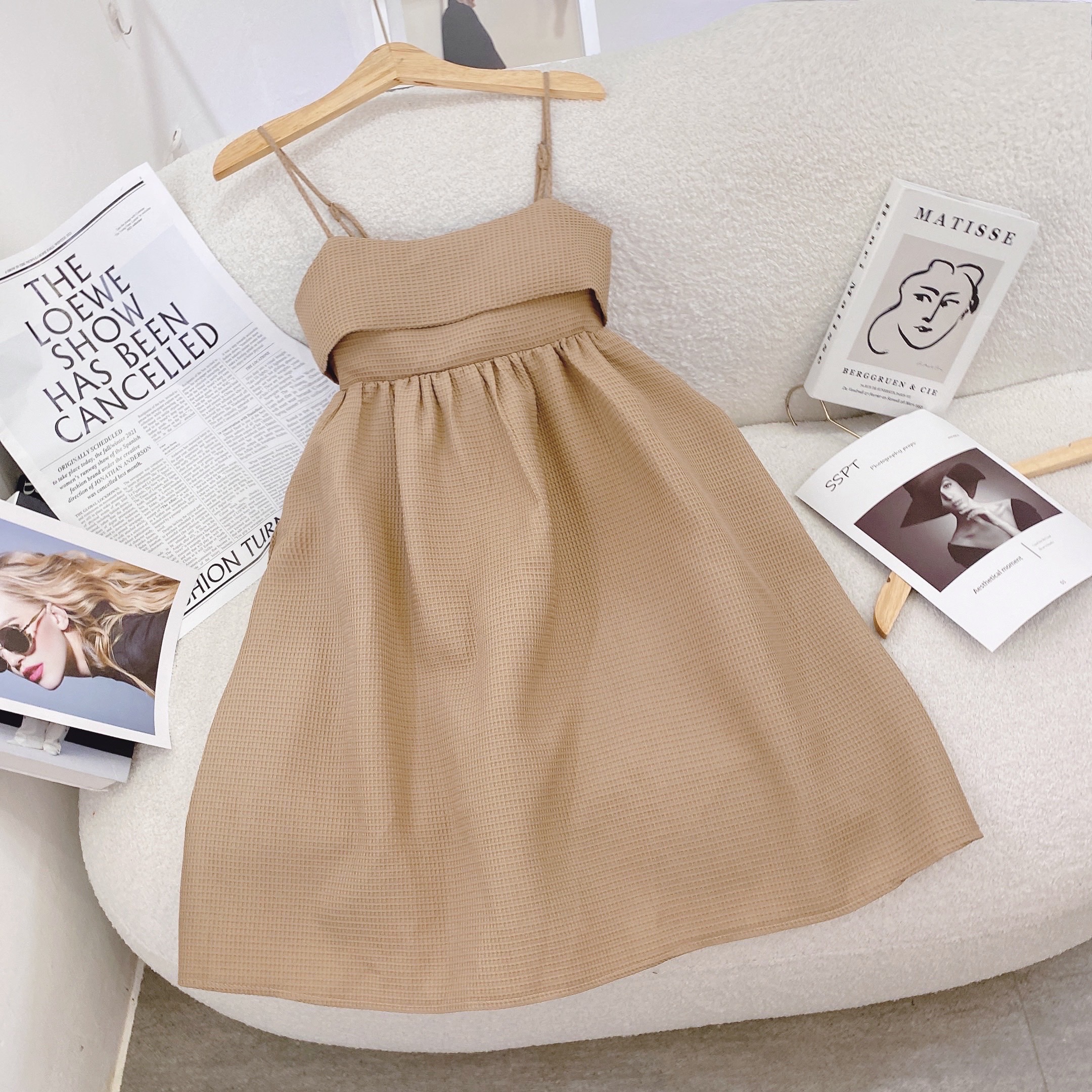 Đầm baby doll 2 dây cột nơ lưng