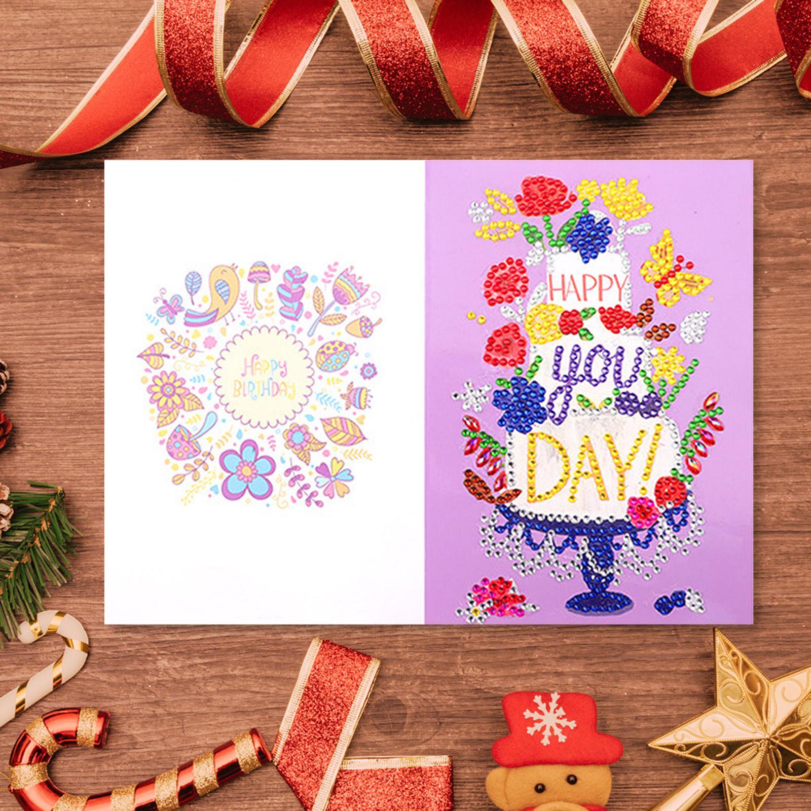 Diamond Painting Birthday Cards, Gift Card, Thank You Cards with Envelopes for Kids Adults, DIY Handmade Creative Gift for Home Decor