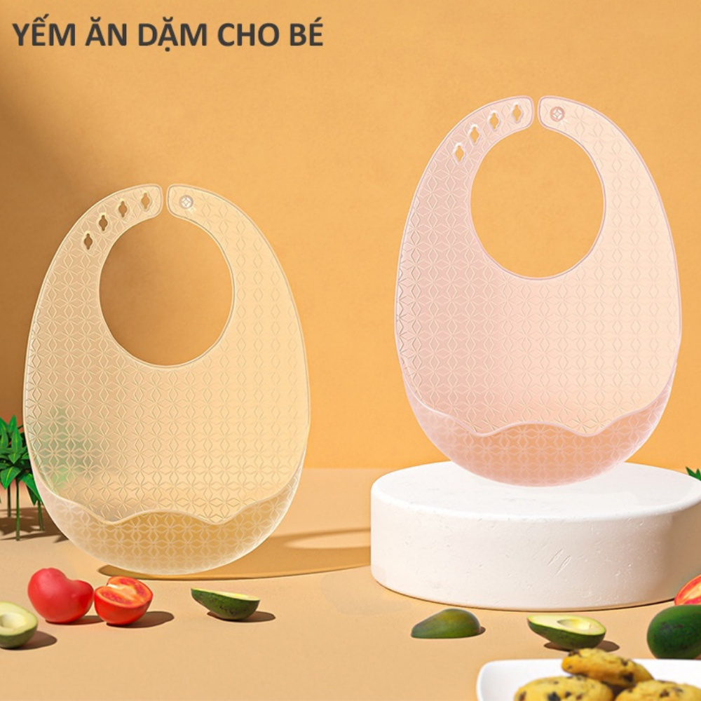 Yếm Ăn Dặm Có 4 Nấc Điều Chỉnh Vừa Vặn Với Cổ Bé, Siêu Dai Siêu Nhẹ, Dễ Dàng Vệ Sinh