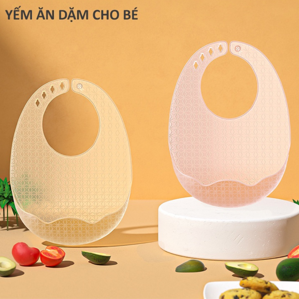 Yếm Ăn Dặm  Có 4 Nấc Điều Chỉnh Vừa Vặn Với Cổ Bé, Siêu Dai Siêu Nhẹ, Dễ Dàng Vệ Sinh