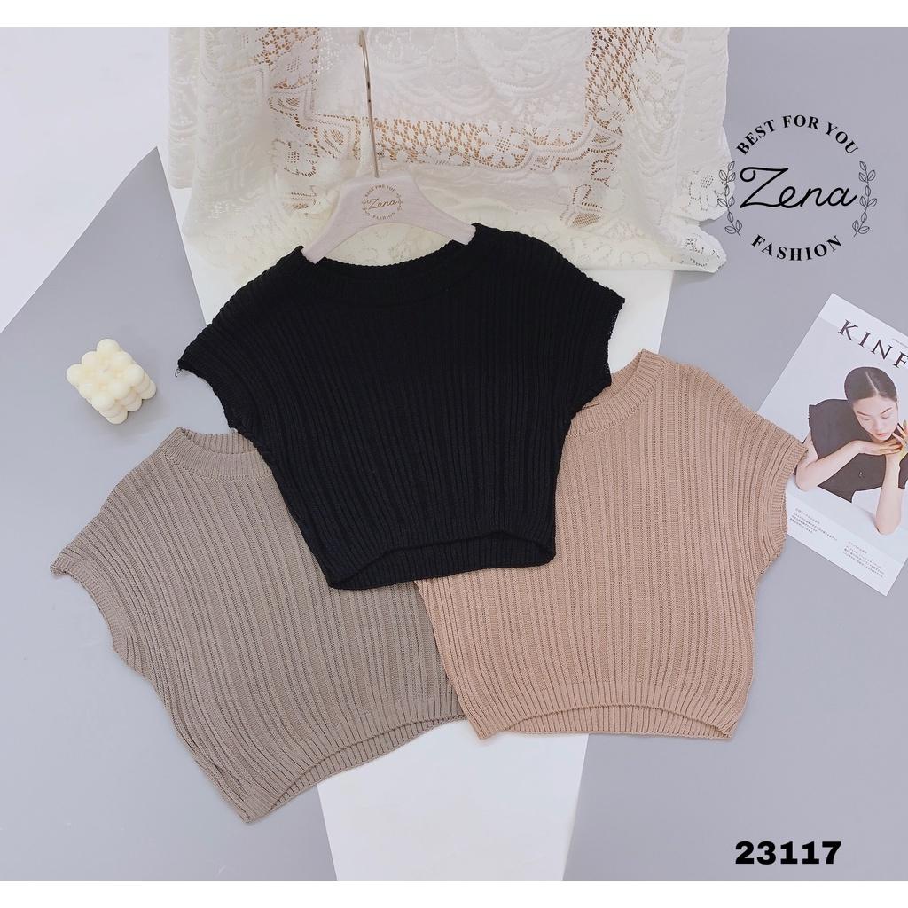 23117A23117-Áo croptop len tay hến gân dọc XD