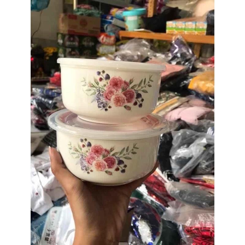 Bộ 2 thố sứ có nắp hút chân không