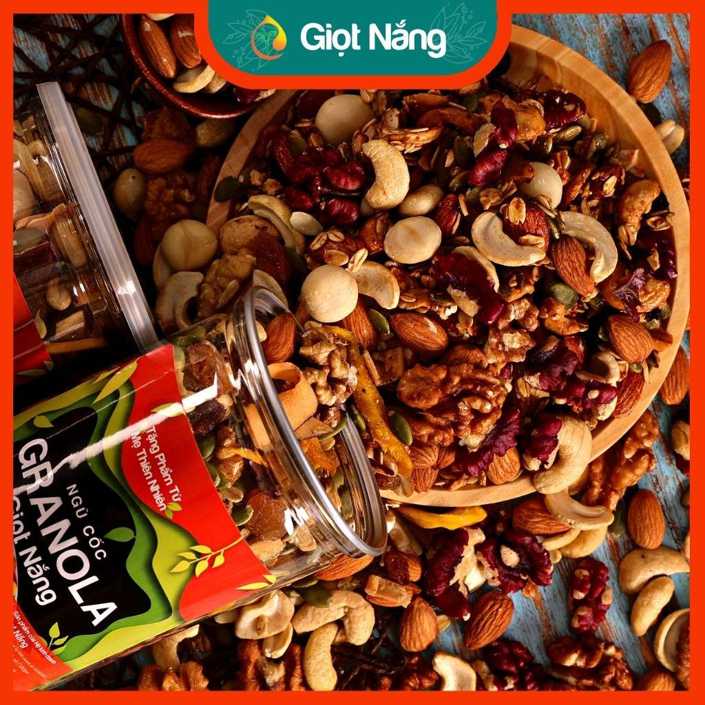 Hạt granola siêu hạt ăn kiêng giảm cân không đường nhiều chất dinh dưỡng tốt cho sức khỏe hộp 500g từ Nông Sản Giọt Nắng