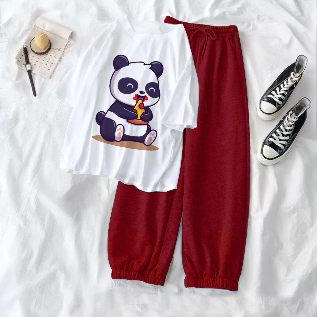 Quần Jogger Lưng Thun Trơn Dài Bo Lai Dáng Rộng Màu Đỏ - Jogger Long Basic Pant Unisex - MM