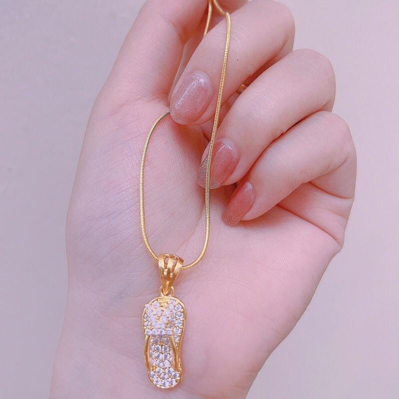 Dây chuyền kèm mặt dép xinh mạ vàng 18k siêu bền màu