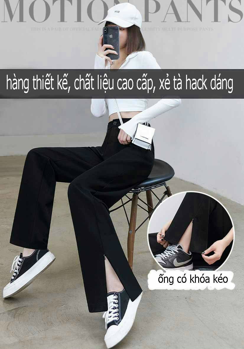 QUẦN ỐNG RỘNG KHOÁ KÉO CHÂN