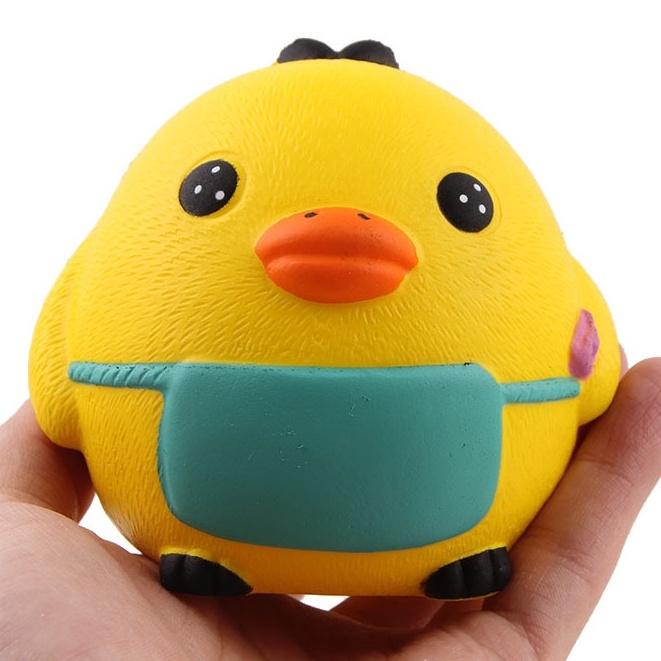 Đồ Chơi Squishy Hình Con Gà Vui Nhộn Squishy gà con Đeo Yếm Xanh