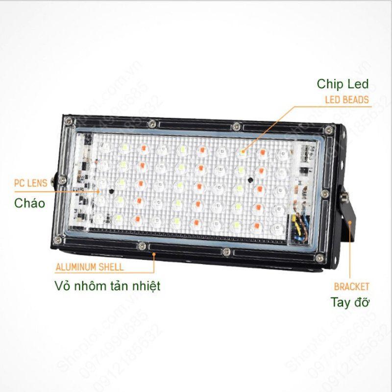 Đèn led pha đổi màu Cao Cấp RGB 50W-220V kèm điều khiển từ xa-Remote