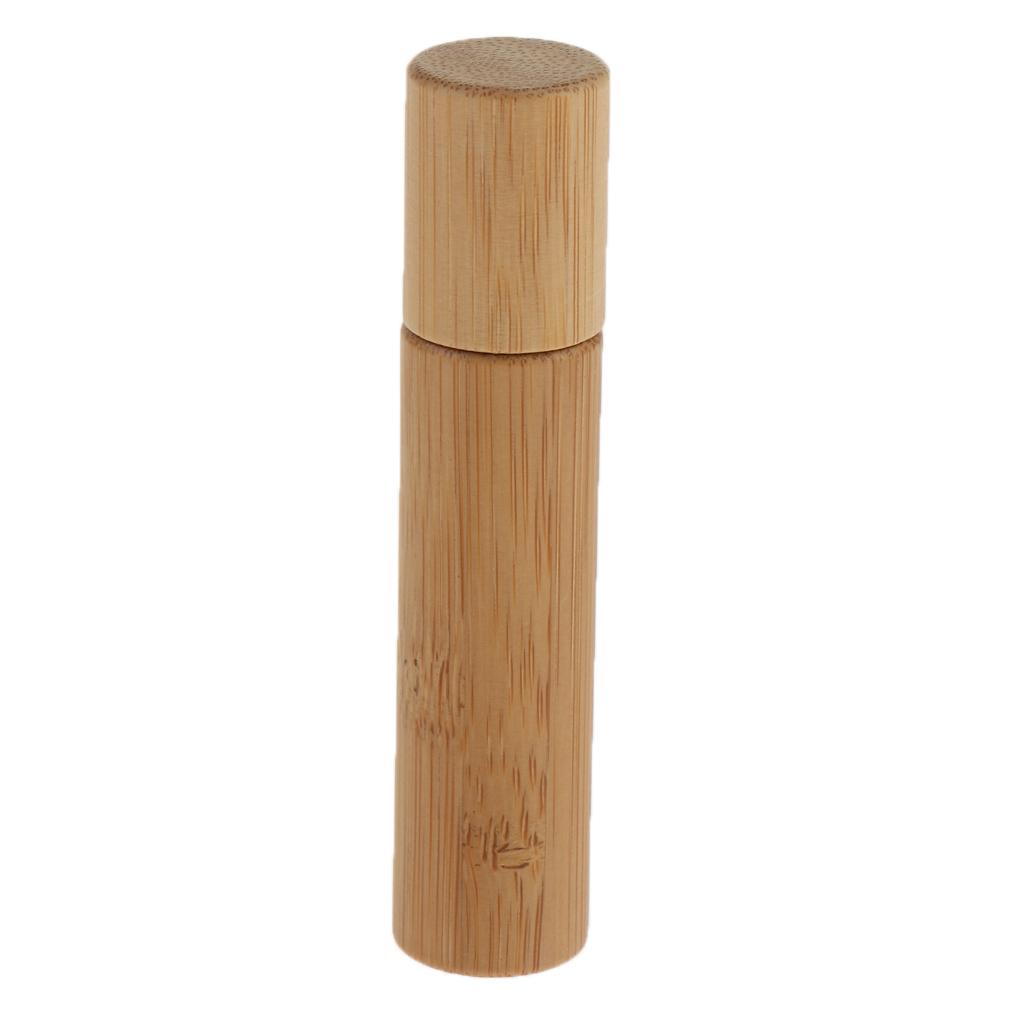 10 Ml Bamboo Glass Essential Roller Bottle Refillable with Roller Ball for Perfume And Lip Balm