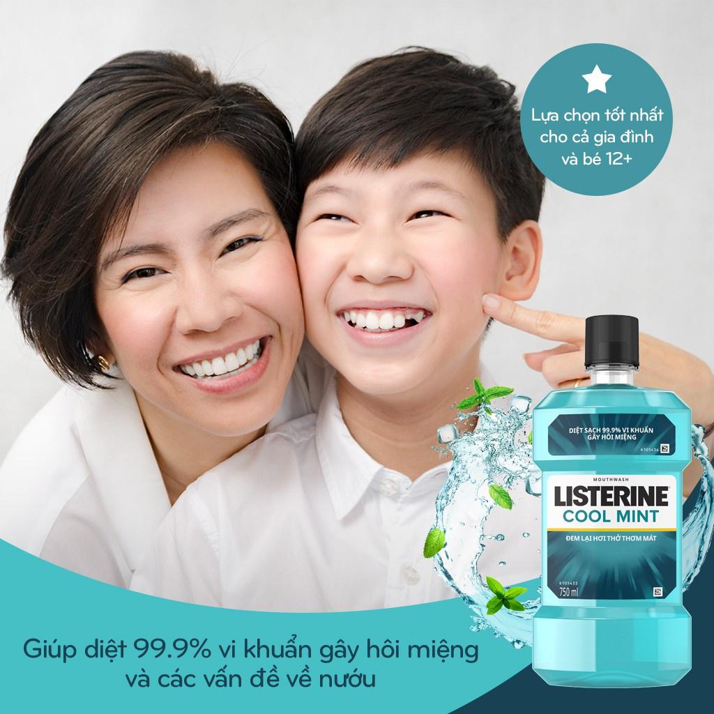 Nước súc miệng Listerine hơi thở thơm mát hương bạc hà Cool Mint