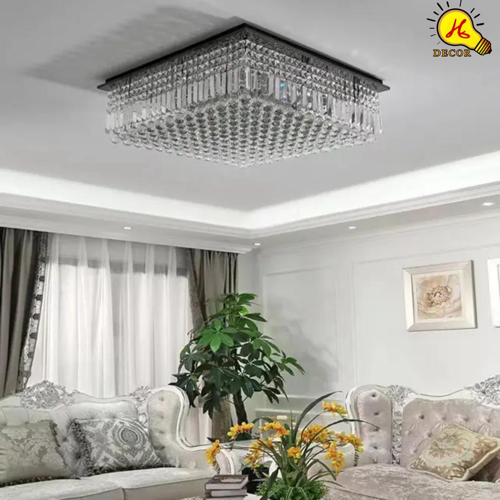 Đèn ốp trần pha lê phòng khách, phòng ngủ HQ - mã PLM04561 - ánh sáng 3 màu sang trọng, phù hợp mọi không gian HQ DECOR (HÀNG NHẬP KHẨU)
