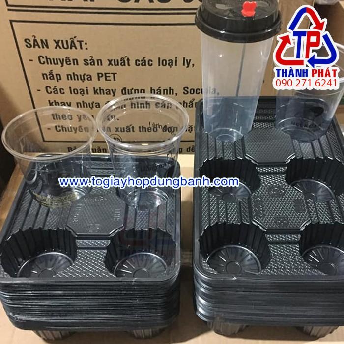 100 khay nhựa 6 ngăn đựng 6 ly trà sữa - khay nhựa 6 ô đựng ly chống đổ